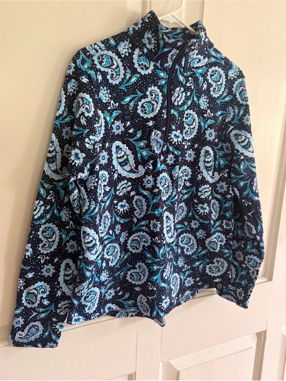 Vera Bradley Blue Paisley 1/4 Zip Pullover Fleece Jacket Women's Size Medium
